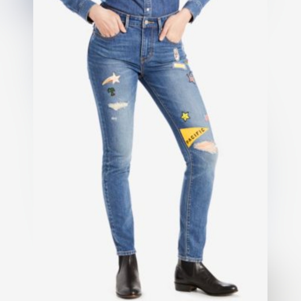 Levi's Limited 721 High-Waist Patched Skinny Jeans
